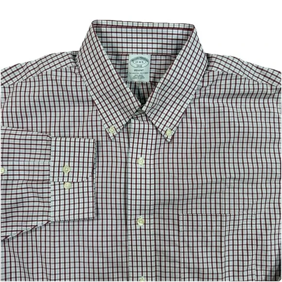 Brooks Brothers Regent Button Down Shirt Mens Large Red Red Plaid Long Sleeve - Picture 1 of 8